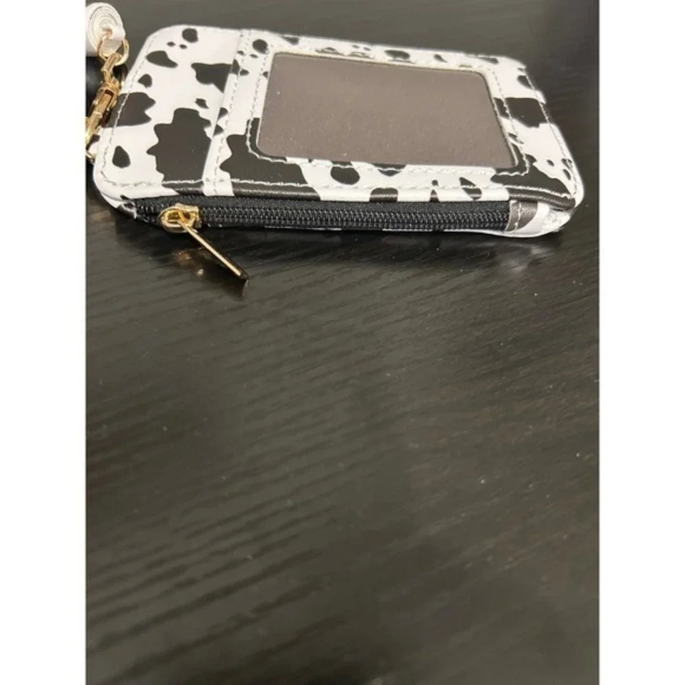 Cow Print Beaded Keychain Card Holder Wallet Bracelet Wristlet Women
